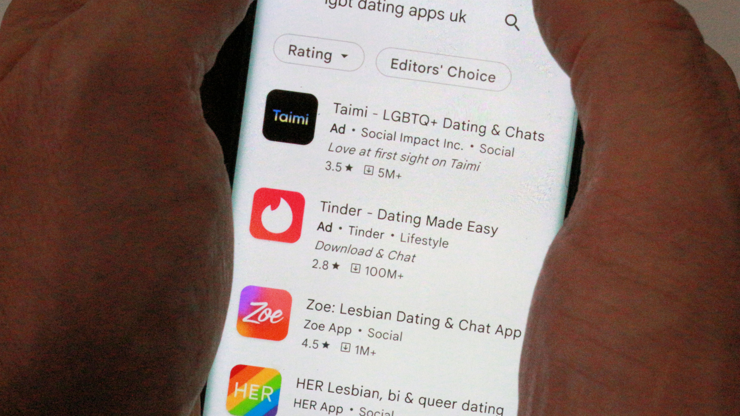 Mobile phone with LGBT-dating-apps-UK-