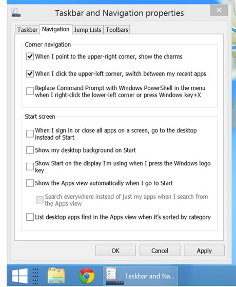 Windows 8.1 dilogue box - boot to desktop