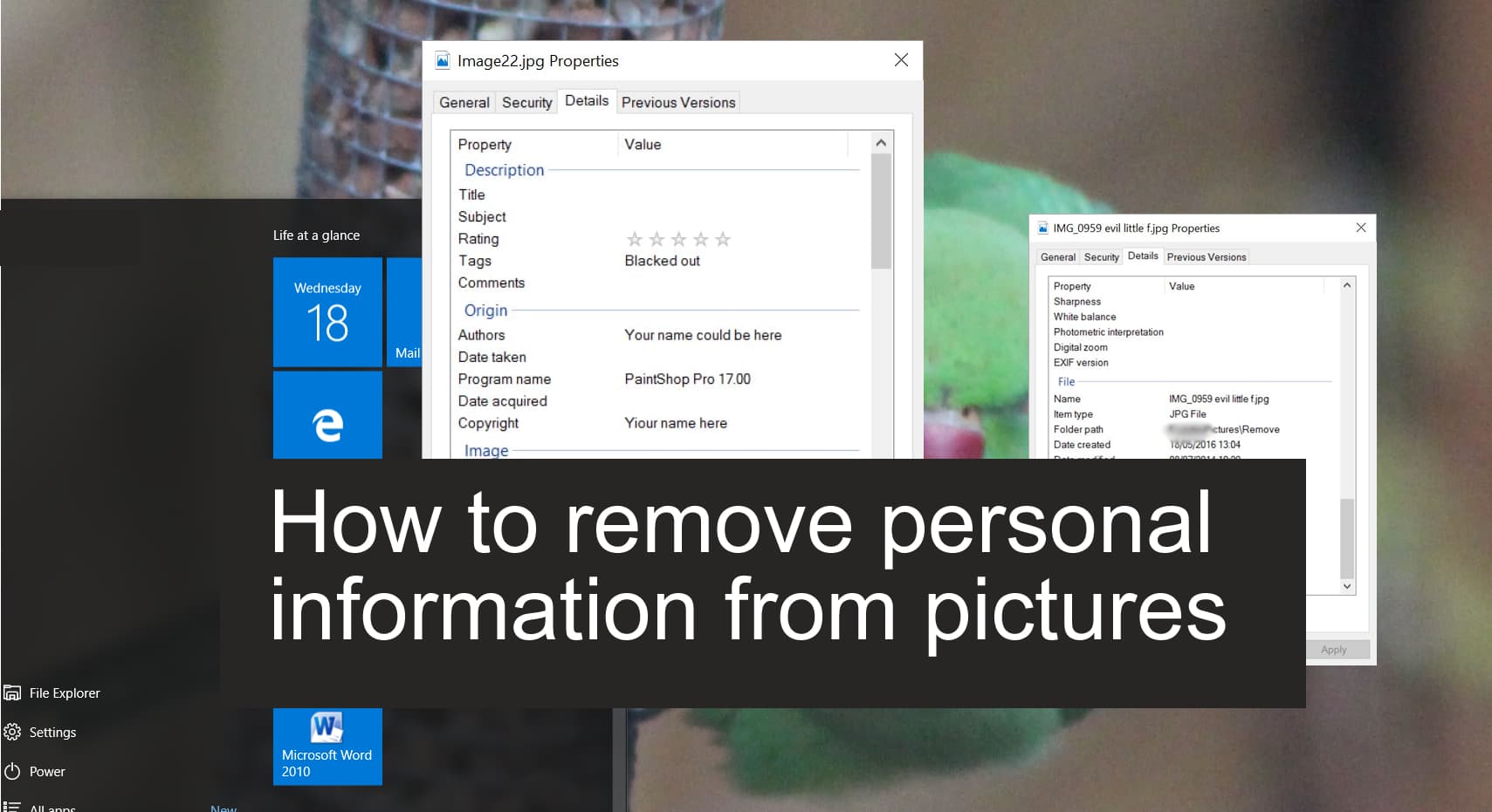 How to remove personal information from pictures